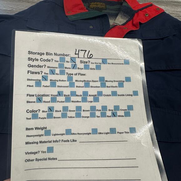 Vintage 90s Eddie Bauer Blue Men L Zip Up Wool Blanket Lined Mountain Chore Coat - Picture 7 of 7